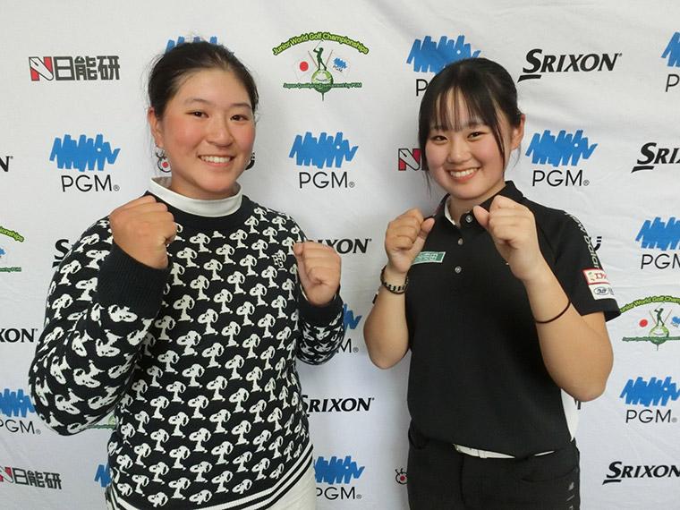 13-14女子・優勝の寺岡(右)と斎藤